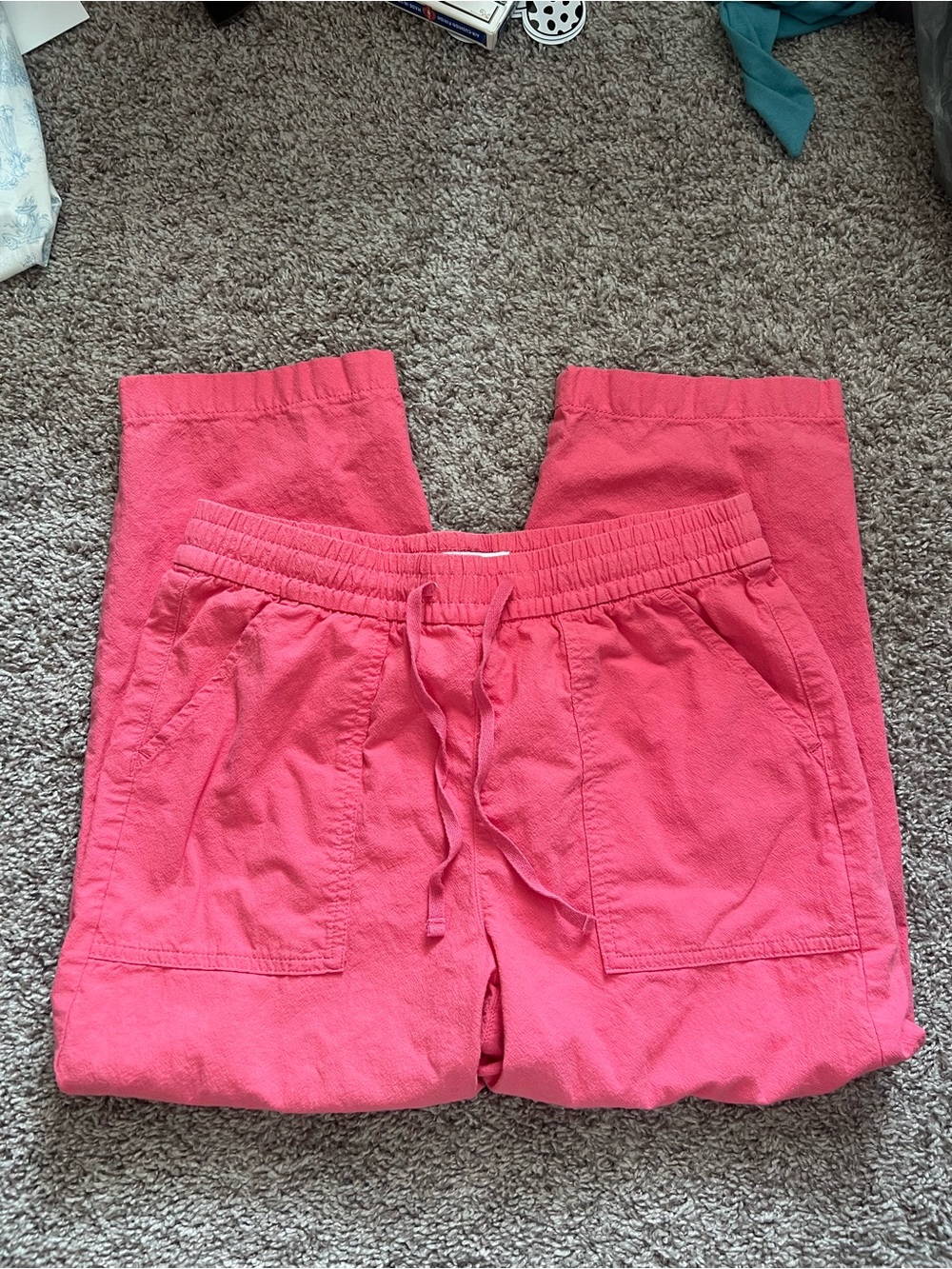croft & barrow Coral Pink Drawstring Waist Capri Pants
